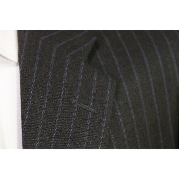 Hickey Freeman Brown Sky Blue Pinstripes Wool Cashmere 2-Btn Suit Madison 42R - Picture 5 of 9